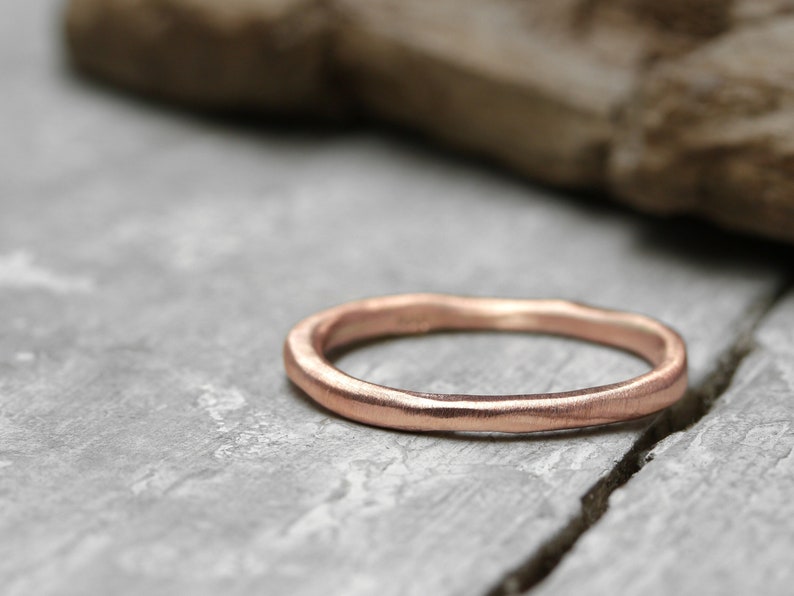 Stacking ring made of 333 red gold No. 28, gold ring 2 mm, 8k, matt, organic shape image 1