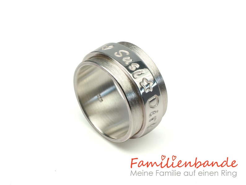 Personalized rotating ring family ties 925 silver ring, family ring, engraved, stamped ring with name, children, personalized image 8