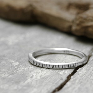 Silver ring stacking ring with fine stripes No. 36, matt, 925 sterling silver, organic shape