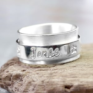 Personalized rotating ring family ties 925 silver ring, family ring, engraved, stamped ring with name, children, personalized