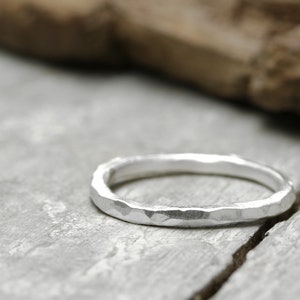 Silver ring stacking ring, 999 fine silver ring, forged collection ring No. 40, matted hammer finish