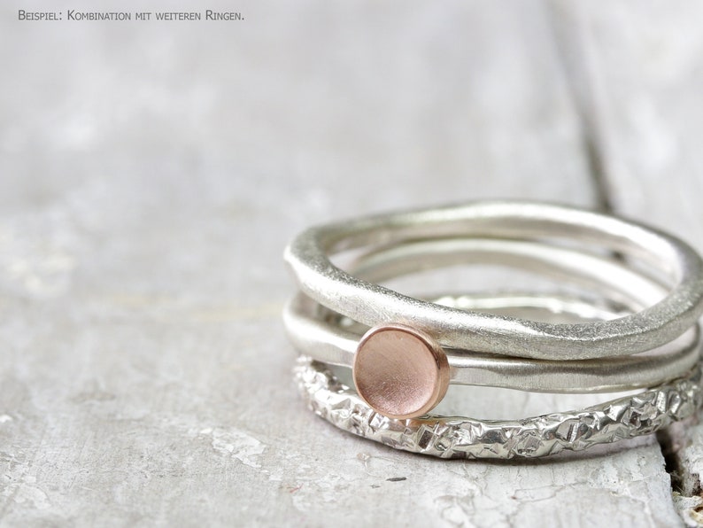 925 silver ring stacking ring with curved disc, ring attachment in rose gold, 925 silver or antique finish, ring made of silver, best friend image 6