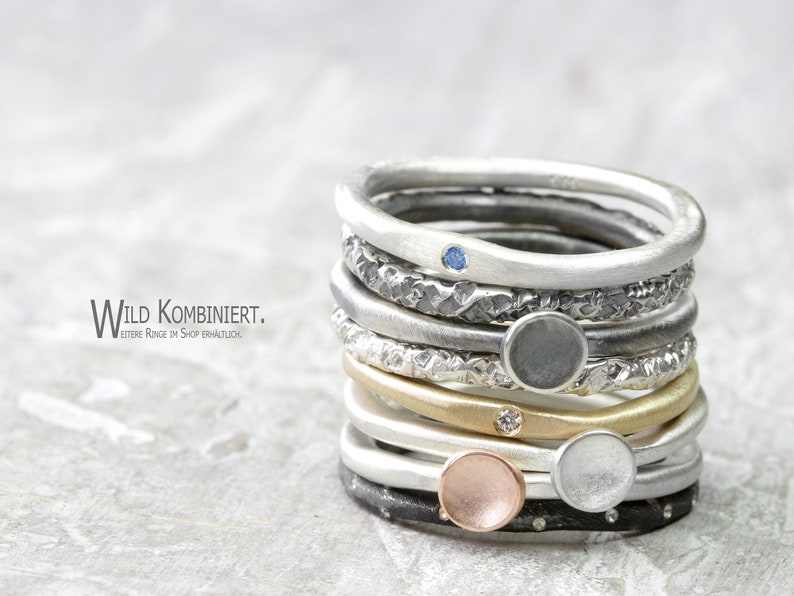 925 silver ring stacking ring with curved disc, ring attachment in rose gold, 925 silver or antique finish, ring made of silver, best friend image 10