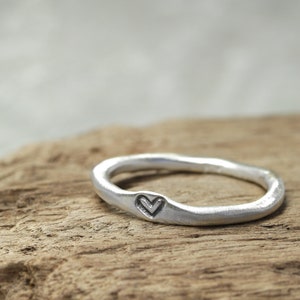 925 silver ring with heart, No. 11, ring with hearts, stacking ring, organic shape, jewelry stamped, love, Valentine's Day image 4