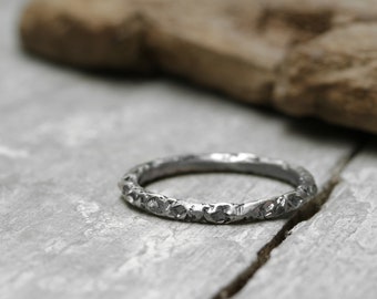 925 silver ring stacking ring structured used look, No. 32, ring blackened and brushed matt