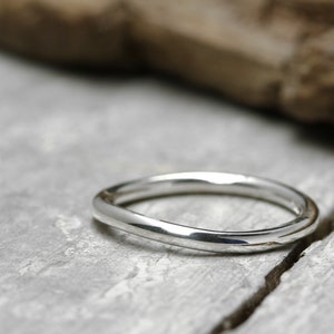 Silver ring stacking ring polished, No. 30, collection ring, 2 mm, 925 sterling silver, organic shape