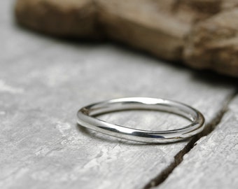 Silver ring stacking ring polished, No. 30, collection ring, 2 mm, 925 sterling silver, organic shape