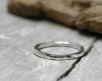 Silver ring stacking ring polished, light hammer blow No. 38, forged ring, 925 sterling silver, organic shape