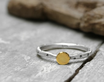 Silver ring stacking ring gold point, No. 6, ring with dots, organic shape, dots, dots, gifts for you