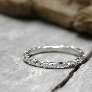 Silver ring stacking ring with structure, No. 31, polished, gathering ring, 2 mm, 925 sterling silver, organic shape