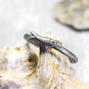 Anillo de apilamiento con pescado no. 154, anillo de plata 925, ennegrecido, joyería marítima imagen 2