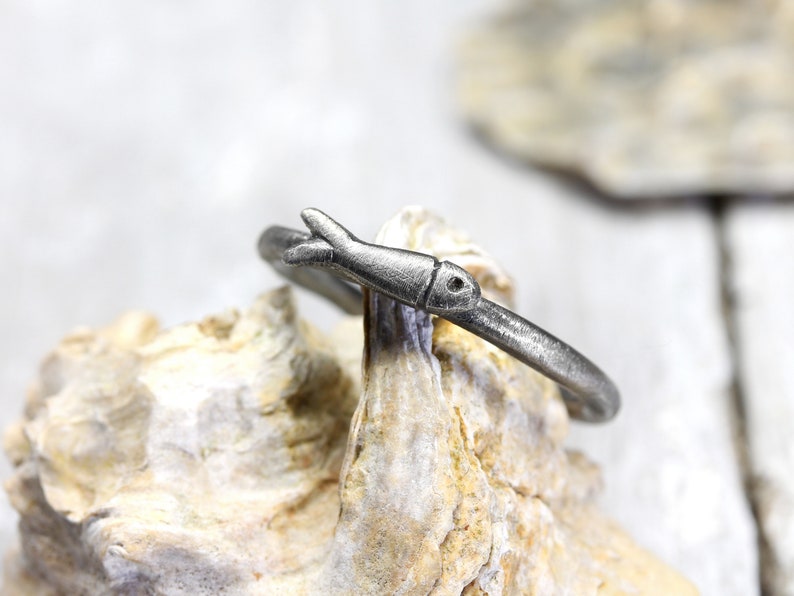 Stacking ring with fish no. 154, ring made of 925 silver, blackened, maritime jewelry image 2