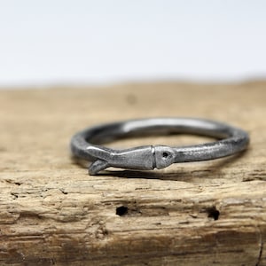 Stacking ring with fish no. 154, ring made of 925 silver, blackened, maritime jewelry image 3