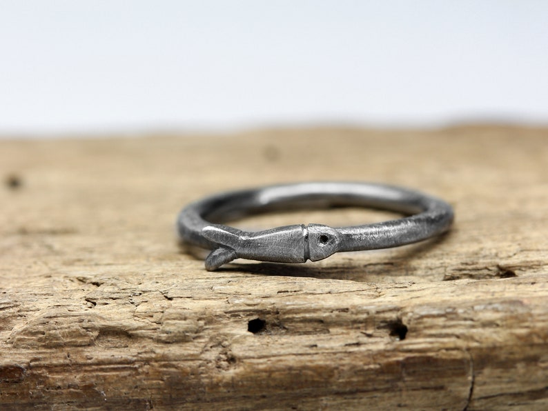 Stacking ring with fish no. 154, ring made of 925 silver, blackened, maritime jewelry image 3