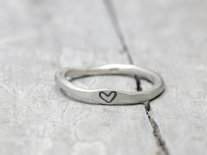 925 silver ring with heart, No. 11, ring with hearts, stacking ring, organic shape, jewelry stamped, love, Valentine's Day image 6
