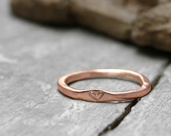 Ring with heart made of 333 red gold No. 12, ring with hearts, stacking ring, organic shape, jewelry stamped, love, Valentine's Day