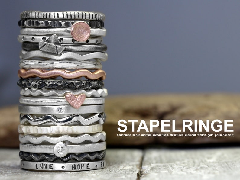 Stapelring aus Silber,No. 168, Wellenform, matt, Sammelring, 925 Sterling Silber Bild 9