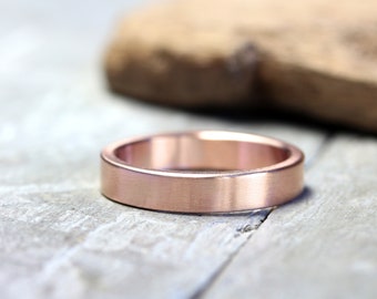 Band ring No. 03 in 333 rose gold (8k), matt brushed