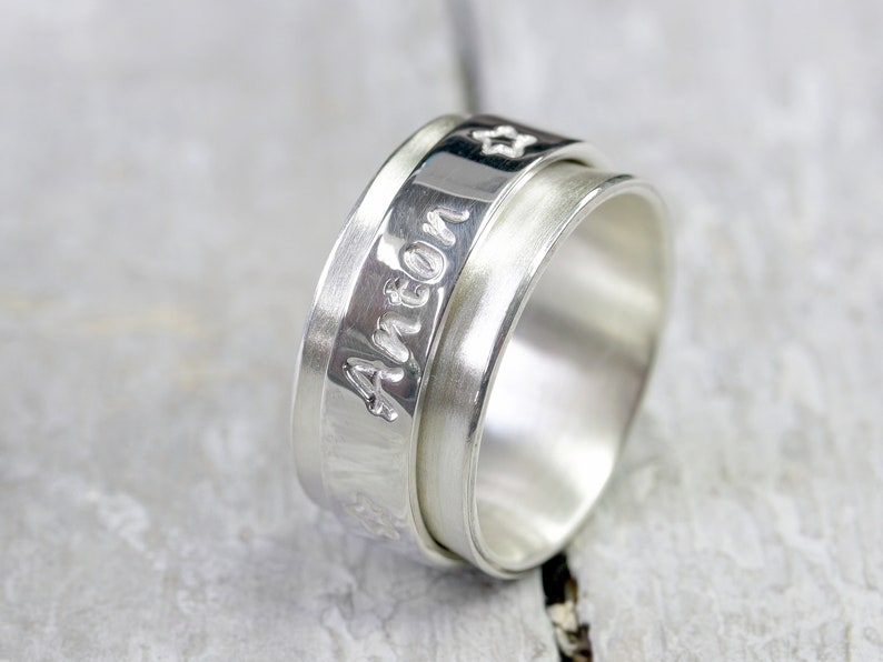 Personalized rotating ring family ties 925 silver ring, family ring, engraved, stamped ring with name, children, personalized image 9