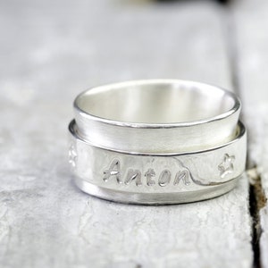 Personalized rotating ring family ties 925 silver ring, family ring, engraved, stamped ring with name, children, personalized image 3