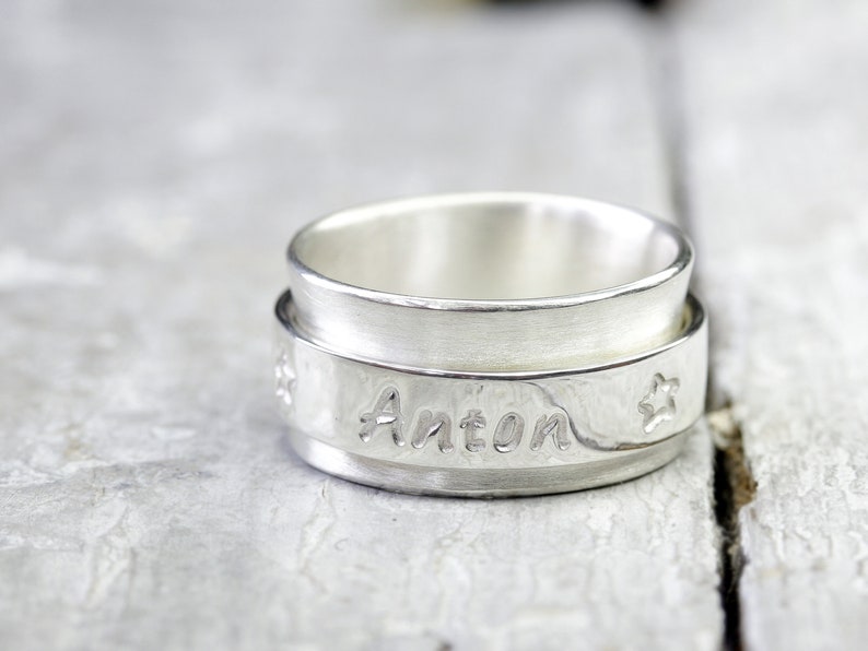 Personalized rotating ring family ties 925 silver ring, family ring, engraved, stamped ring with name, children, personalized image 3