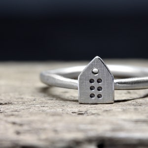 925 silver ring stacking ring with small house, no. 134, ring, gift idea image 2