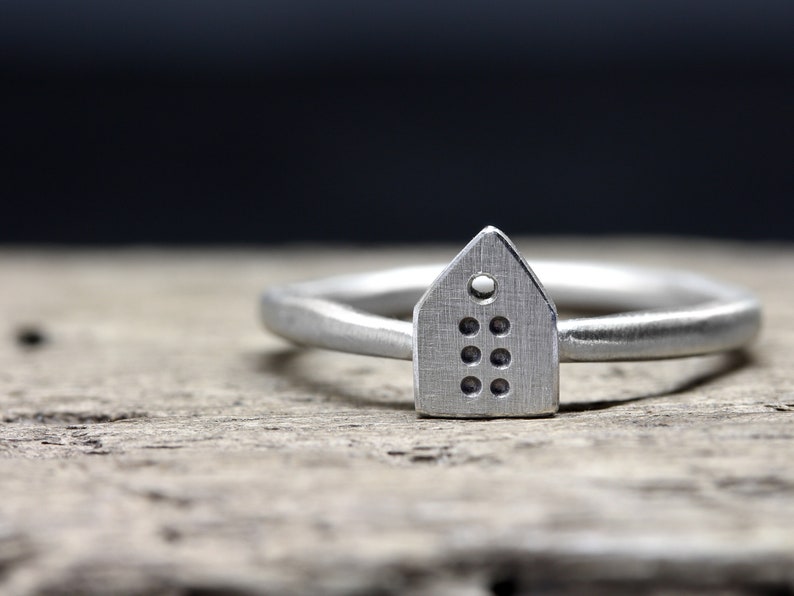 925 silver ring stacking ring with small house, no. 134, ring, gift idea image 2