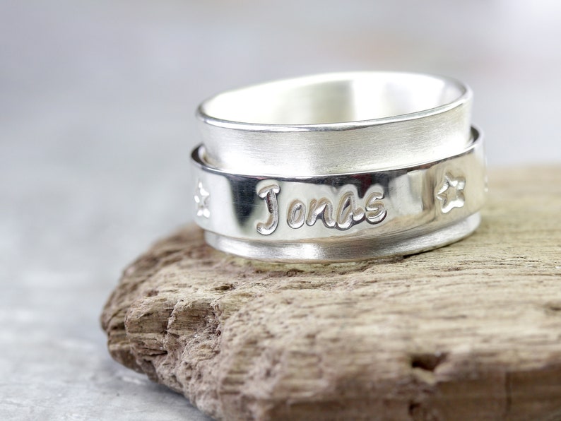 Personalized rotating ring family ties 925 silver ring, family ring, engraved, stamped ring with name, children, personalized image 10