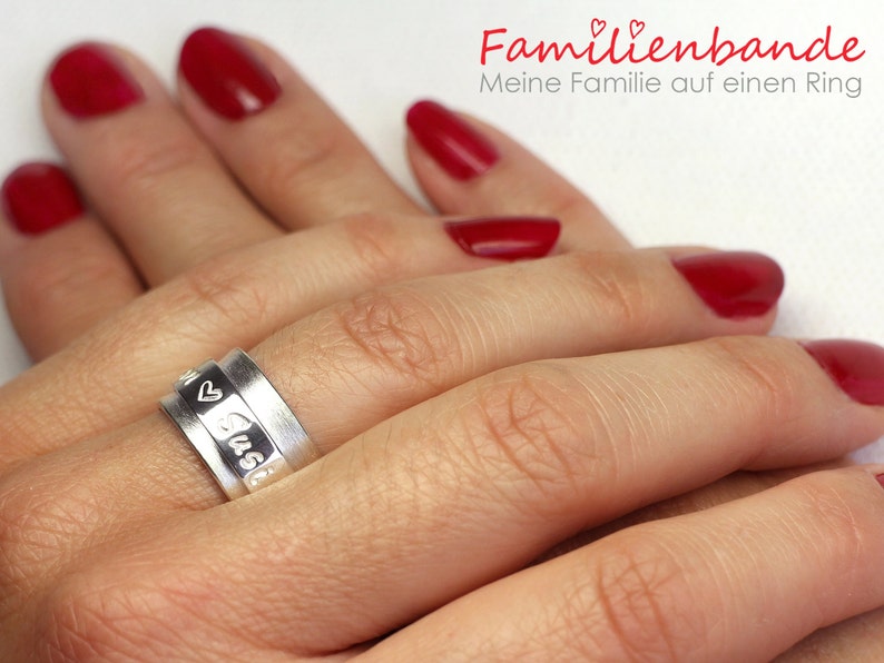 Personalized rotating ring family ties 925 silver ring, family ring, engraved, stamped ring with name, children, personalized image 4
