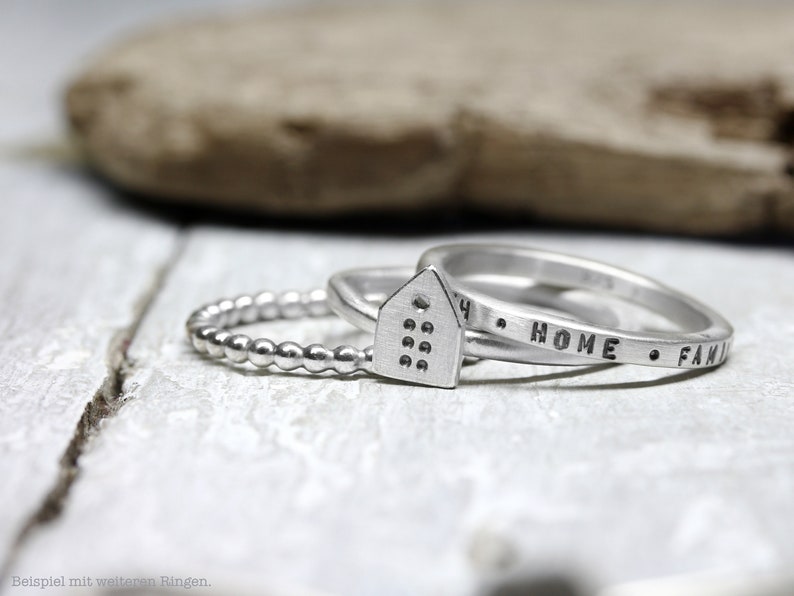 925 silver ring stacking ring with small house, no. 134, ring, gift idea image 6