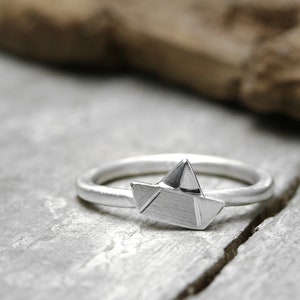 Stacking ring with boat no. 37, ring made of 925 silver, maritime jewelry, gifts for her