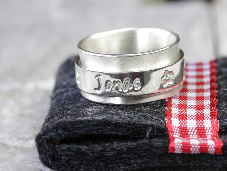 Personalized rotating ring family ties 925 silver ring, family ring, engraved, stamped ring with name, children, personalized image 5