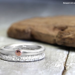 Silver ring XL 3 mm No. 23, with red gold dot, organic shape, unisex, stacking ring image 5