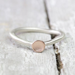 925 silver ring stacking ring with curved disc, ring attachment in rose gold, 925 silver or antique finish, ring made of silver, best friend image 3