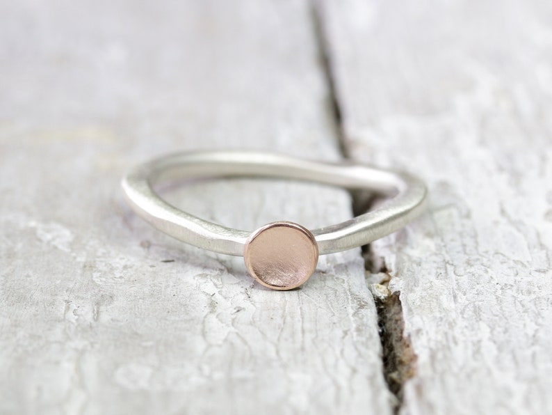 925 silver ring stacking ring with curved disc, ring attachment in rose gold, 925 silver or antique finish, ring made of silver, best friend image 3