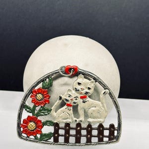 Vintage Kuhn Zinn Pewter Cat Ornament: German Folk Art Decor