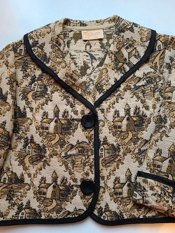 Vintage 50's Brocade Crop Jacket, Women's Small, … - image 5