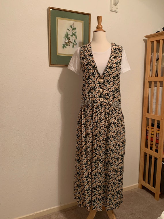 Vtg 90's Rayon Floral Maxi Dress, Daisy Dress, Ray