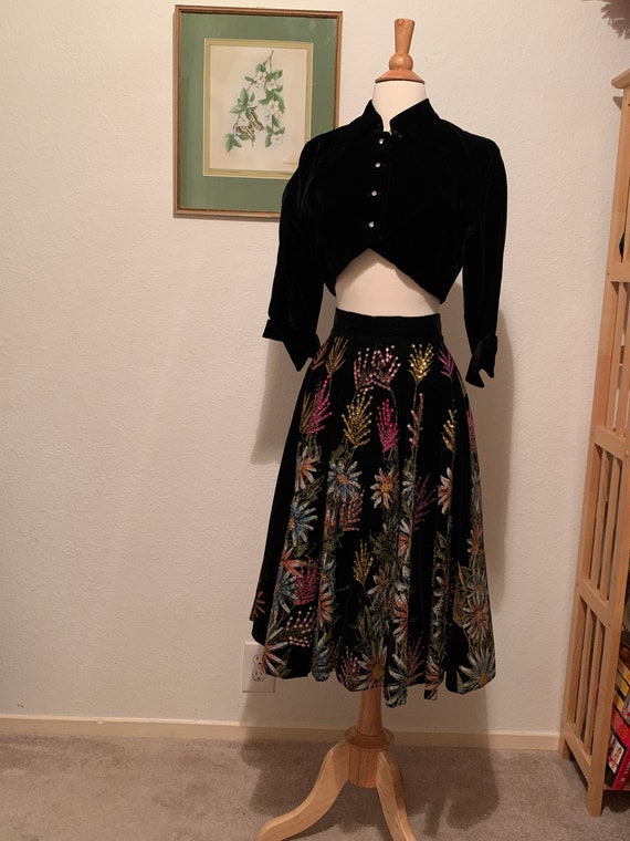 Vintage 1950's Velvet Bolero Jacket, Velvet Evenin