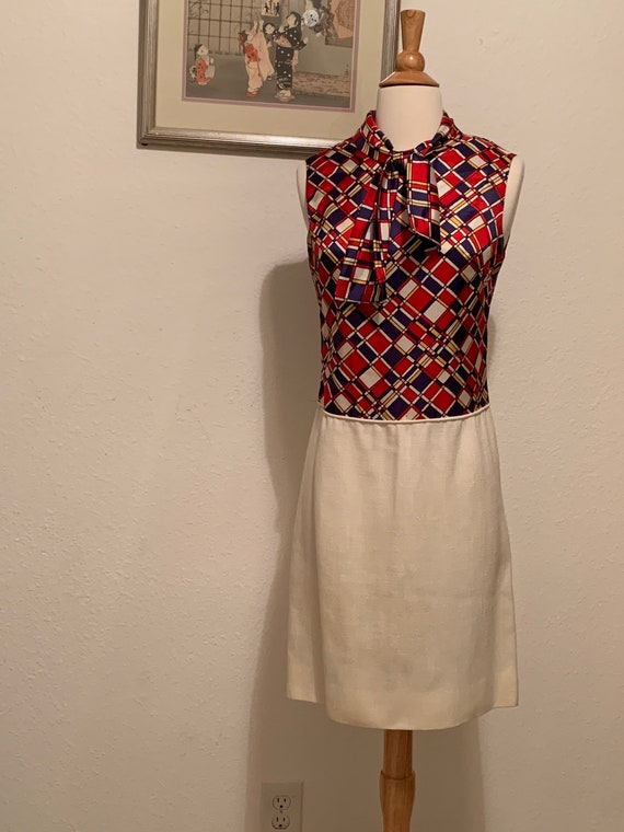 Vtg 60's Mod Mondrian Inspired Color Block Print D