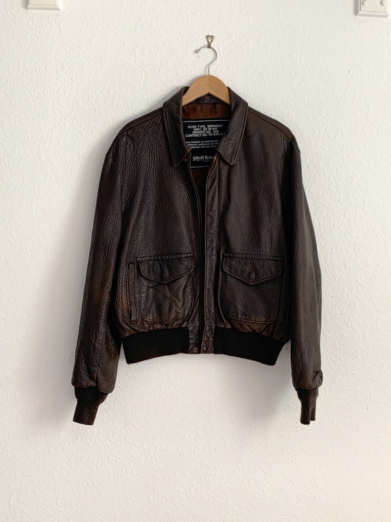 Vtg Military Leather Flight Jacket, Vintage Leathe