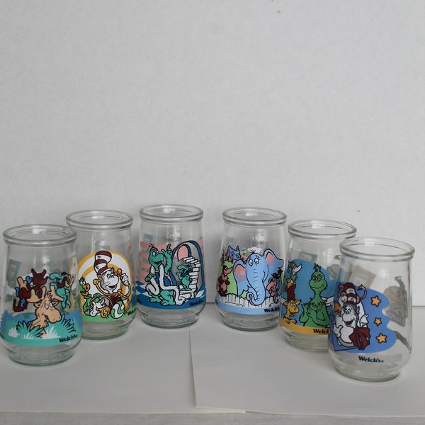 Vintage 6 Dr. Seuss Welch's Jelly Glasses Wubbulous World Collection 1996