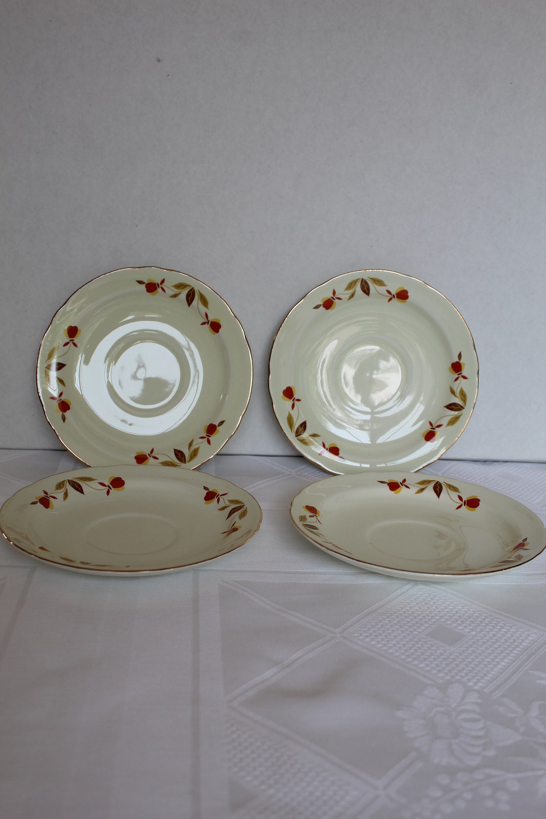 4 Vintage Saucers Hall's Superior Quality Kitchenware Etsy
