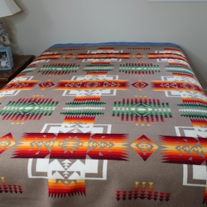 Vtg Pendleton Wool Blanket Chief Joseph Reversible 78x65" Wool Native American Beaver State