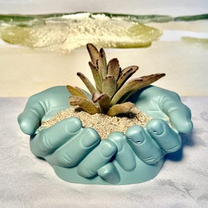 Cement inspirational hands. Unique planter/figurine, home decor.