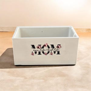 Hand-Poured Cement Planter for Mom – Concrete Succulent Pot with Waterproof Decal