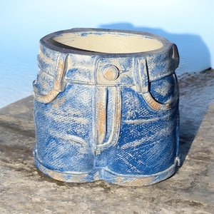 Jeans, pants cement planter for succulents. Holder for trinkets, pens, markers, brushes etc.
