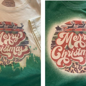 Classic women’s round neck short sleeve green yellow T-shirt ‘Merry Christmas’