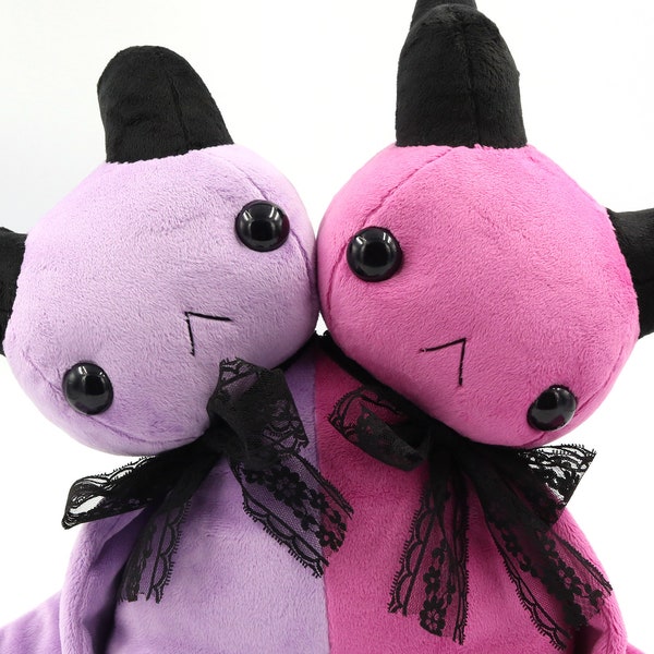 Fuchsia & Lavendar 15" Hop and Scotch Conjoined Twins / 2 Headed Plush Art Doll
