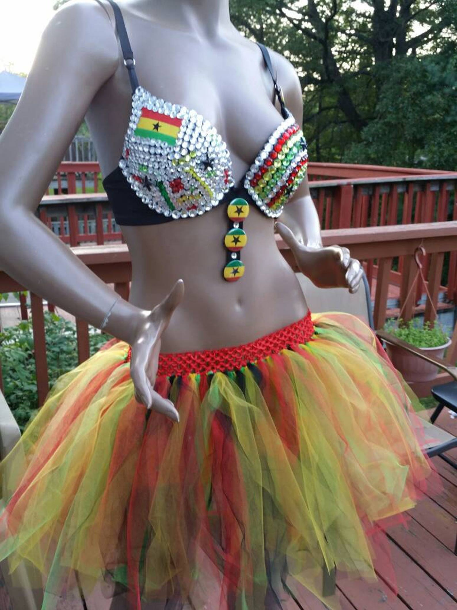 Rhinestone Bra Ghana Flag with or without tutu any country Etsy